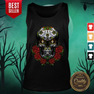 Sugar Skull In Flower Day Of Dead Dia De Muertos Tank Top