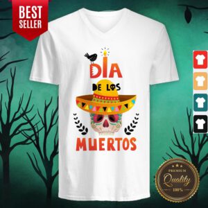 Dia De Los Muertos Sugar Skull In Mexican V-neck