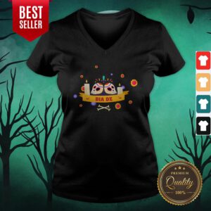 Dia De Muertos Sugar Skulls Happy Mexico Holiday V-neck