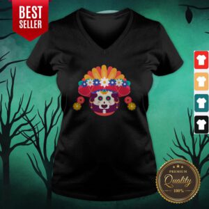 Skeleton Woman Day Of The Dead Muertos V-neck