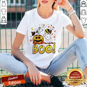 Charlie Brown Woodstock And Snoopy Boo Happy Halloween V-neck