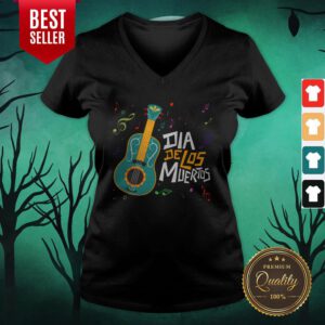 Party Music Guitar Dia De Los Muertos Day Of Dead V-neck