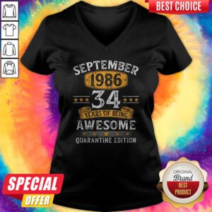 September 1986 34 Years Of Being Awesome Quarantine Edition V-neck