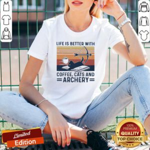Life Is Better With Coffee Cats And Archery Vintage Retro V-neck