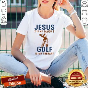 Nice Jesus Is My Savior Golf Is My Therapy V-neck