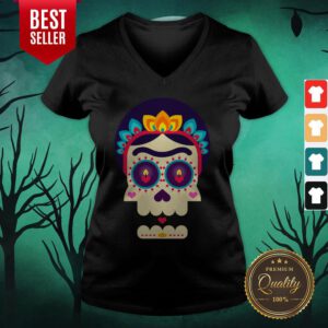 Sugar Skull Woman Day Of Dead Muertos V-neck