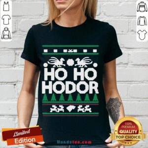 Awesome Ho Ho Hodor Ugly Christmas V-neck- Design By Handstee.com