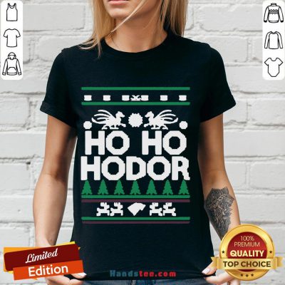 Awesome Ho Ho Hodor Ugly Christmas V-neck- Design By Handstee.com