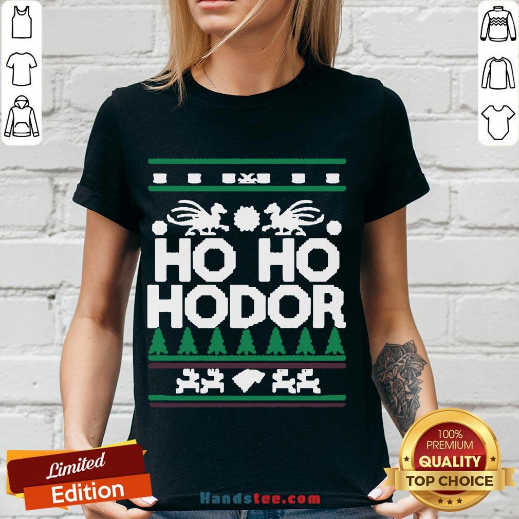 Awesome Ho Ho Hodor Ugly Christmas V-neck- Design By Handstee.com Awesome Ho Ho Hodor Ugly Christmas V-neck- Design By Handstee.com