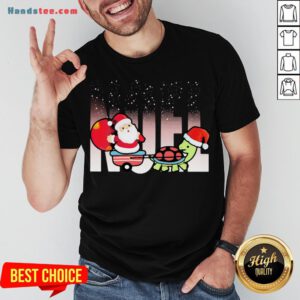 Awesome Merry Christmas Santa Claus Riding Turtle Shirt- Design By Handstee.com