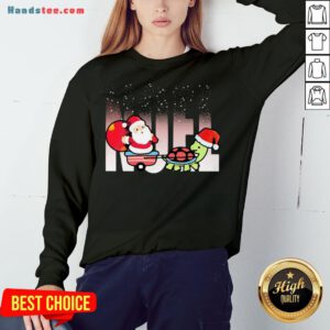 Awesome Merry Christmas Santa Claus Riding Turtle Sweatshirt- Design By Handstee.com