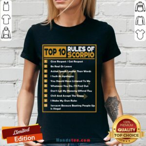 Funny 10 Rules Of Scorpio V-neck- Design By Handstee.com