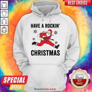 Funny Santa Playing Guitar Have A Rockin Christmas Hoodie- Design By Handstee.com
