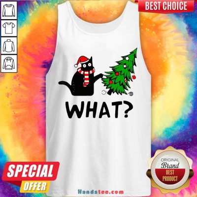 Good Santa Black Cat What Christmas Tree Sweater Tank Top- Design By Handstee.com