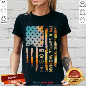 Happy I’m A Simple Camping Dog Flip Flop Wine Flag V-neck- Design By Handstee.com