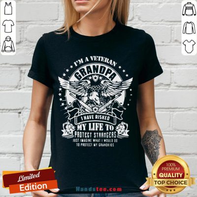 Happy I’m A Veteran Grandpa I Have Risked My Life To Protect Strangers Just Imagine What I Would Do To Protect My Grandkids V-neck- Design By Handstee.com