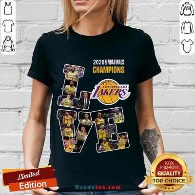 Happy Love Los Angeles Lakers 2020 Nba Finals Champions Signatures V-neck- Design By Handstee.com