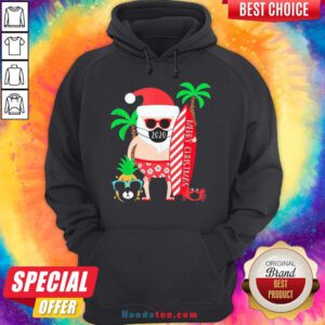 Happy Merry Christmas Surfing Santa With Mask Hoodie- Design By Handstee.com