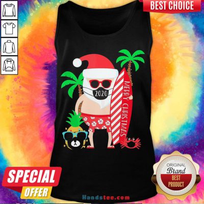Happy Merry Christmas Surfing Santa With Mask Tank Top- Design By Handstee.com
