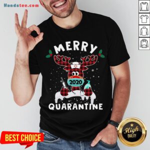 Happy Merry Quarantine Reindeer Wearing Mask Christmas Nurse T-Shirt- Design By Handstee.com