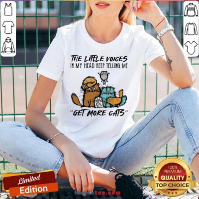 Happy The Little Voices In My Head Keep Telling Me Get More Cats V-neck- Design By Handstee.com