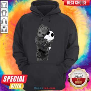 Cute Baby Groot Hug Jack Skellington Hoodie - Design by Handstee.com