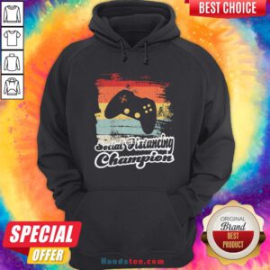 Social Distancing Champion Gaming Controller Vintage Retro Hoodie - Design By Handstee.com