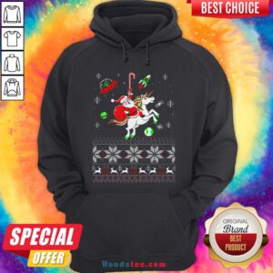Colorful Santa Unicorn Ugly Christmas Hoodie - Design By Handstee.com