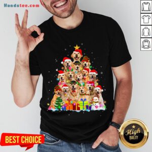 Hot Christmas Pajama Golden Retrievers Tree Xmas Gift Dog Lover Shirt- Design By Handstee.com