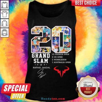 Official 20 Grand Slam Rafael Nadal 13 French Open 4 Us Open 2 Wimbledon 1 Australia Open Signature Tank Top-Design By Handstee.com