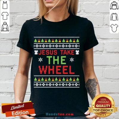Original Jesus Take The Wheel Ugly Christmas V-neck- Design By Handstee.com