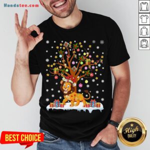 Pretty Lion Lighting Xmas Tree Lion Christmas Shirt- Design By Handstee.com