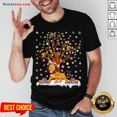 Pretty Lion Lighting Xmas Tree Lion Christmas Shirt- Design By Handstee.com