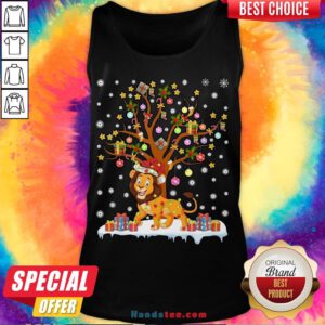 Pretty Lion Lighting Xmas Tree Lion Christmas Tank Top- Design By Handstee.com