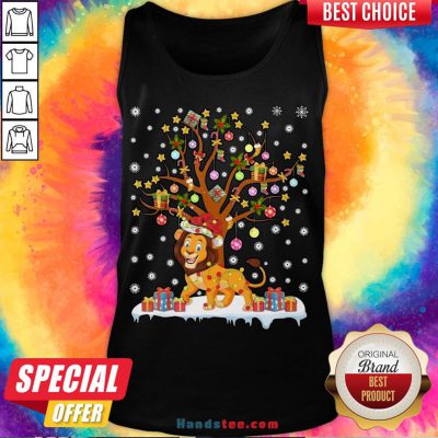 Pretty Lion Lighting Xmas Tree Lion Christmas Tank Top- Design By Handstee.com