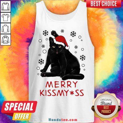 Pretty Santa Black Cat Merry Christmas Sweater Tank Top- Design By Handstee.com