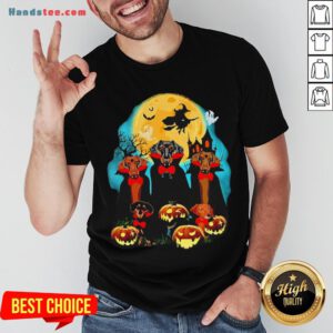 Dachshund Dracula Pumpkin Moonlight Happy Halloween Shirt - Design By Handstee.com