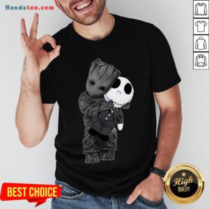 Cute Baby Groot Hug Jack Skellington Shirt - Design by Handstee.com