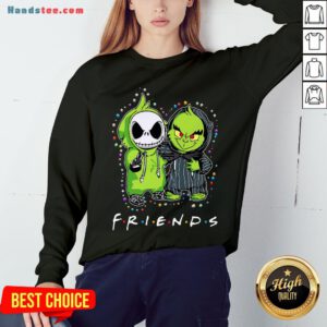 Baby Jack Skeleton And Baby Green Friends Light Christmas Sweatshirt - Design by Handstee.com