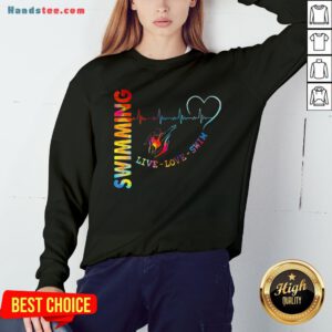 Colorful Swimming Live Love Swin Heart Beat Sweatshirt - Design By Handstee.com