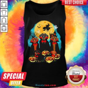 Dachshund Dracula Pumpkin Moonlight Happy Halloween Tank Top - Design By Handstee.com