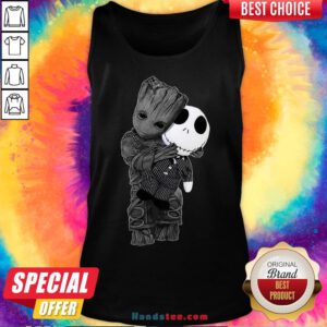 Cute Baby Groot Hug Jack Skellington Tank Top - Design by Handstee.com