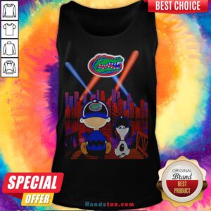 Snoopy And Charlie Brown Watching Florida Gators City By Night Tank Top
