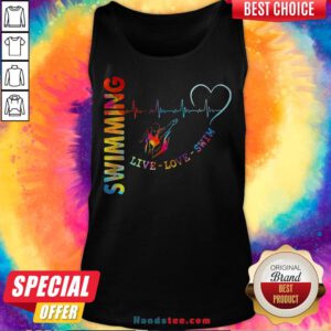 Colorful Swimming Live Love Swin Heart Beat Tank Top - Design By Handstee.com