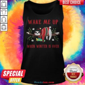 Sloth Wake Me Up When Winter Is Over Christmas Tank Top - Design By Handstee.com