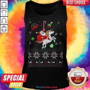Colorful Santa Unicorn Ugly Christmas Tank Top - Design By Handstee.com