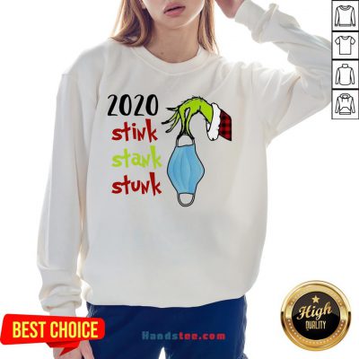 Top Grinch Hand Holding Mask 2020 Stink Stank Stunk Christmas Sweater Sweatshirt- Design By Handstee.com