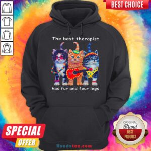 Top Three Cats Guitar The Best Therapist Has Fur And Four Legs Hoodie- Design By Handstee.com