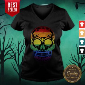 Dia De Los Muertos Steampunk Sugar Skull Halloween V-neck