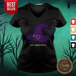 Evil Lesbian Witch Hat Halloween V-neck
